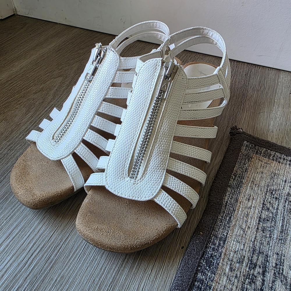 A2 By Aerosoles White Strappy Sandals with Zipper